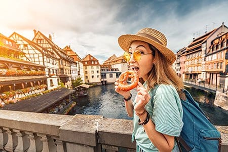 Woman eating snack