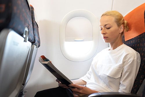 Woman on airplane