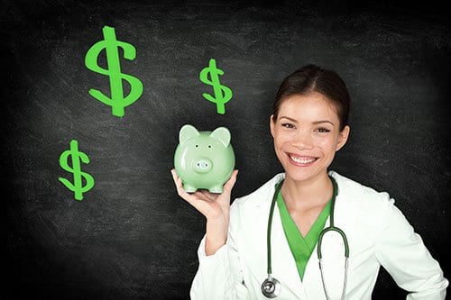 Nurse with Piggy Bank