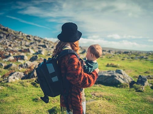 Mom with baby and backpack